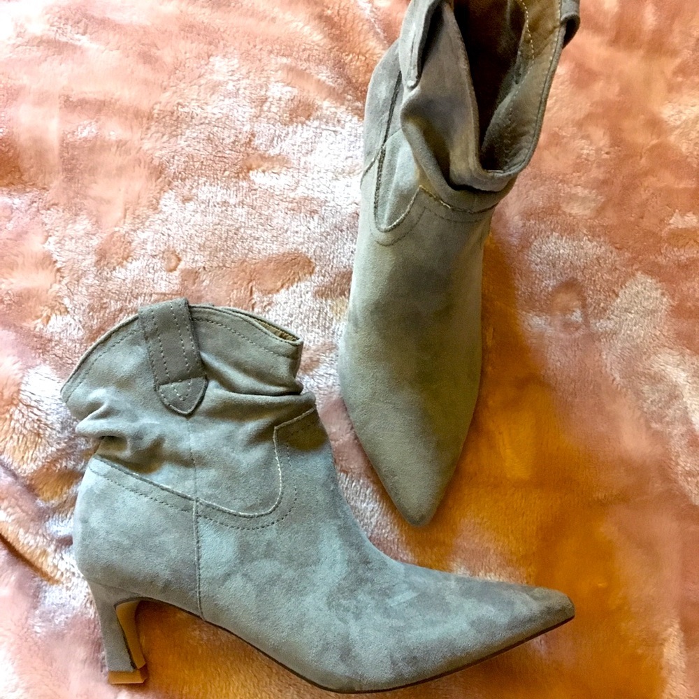 Faux-Suede Grey Ankle Booties